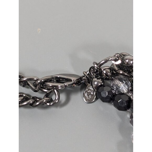 Premier Designs Main Event Necklace Gray Black Bead Multi Chain Faux Pearl 22" - Picture 7 of 9